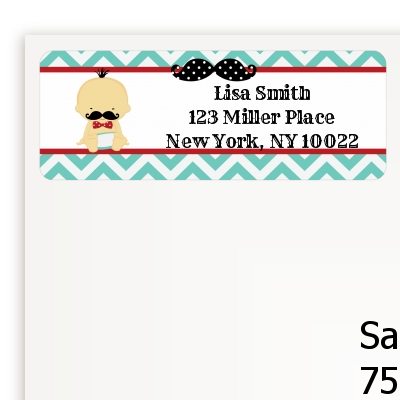  Little Man Mustache - Baby Shower Return Address Labels Caucasian