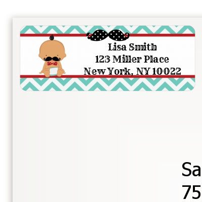  Little Man Mustache - Baby Shower Return Address Labels Caucasian