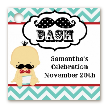  Little Man Mustache - Personalized Baby Shower Card Stock Favor Tags Caucasian