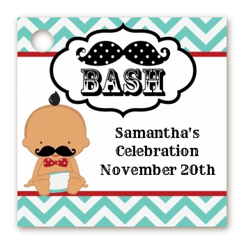  Little Man Mustache - Personalized Baby Shower Card Stock Favor Tags Caucasian
