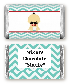 Little Man Mustache - Personalized Baby Shower Mini Candy Bar Wrappers Caucasian