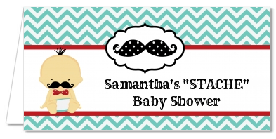  Little Man Mustache - Personalized Baby Shower Place Cards Caucasian