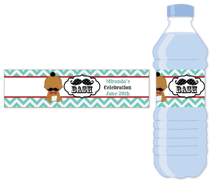  Little Man Mustache - Personalized Baby Shower Water Bottle Labels Caucasian