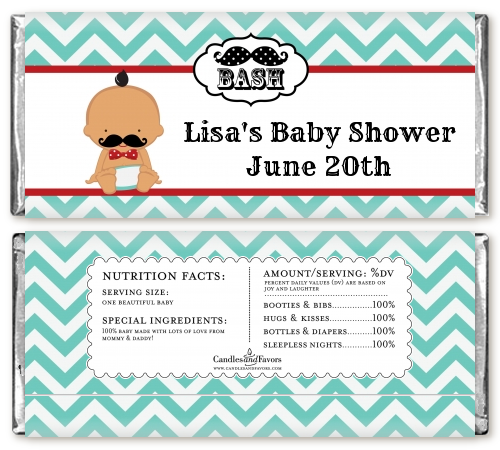  Little Man Mustache - Personalized Baby Shower Candy Bar Wrappers Caucasian