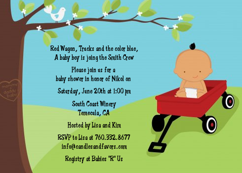  Little Red Wagon - Baby Shower Invitations African American