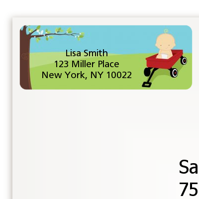  Little Red Wagon - Baby Shower Return Address Labels Asain