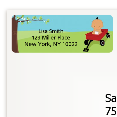  Little Red Wagon - Baby Shower Return Address Labels Asain