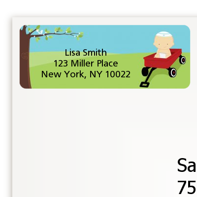  Little Red Wagon - Baby Shower Return Address Labels Asain