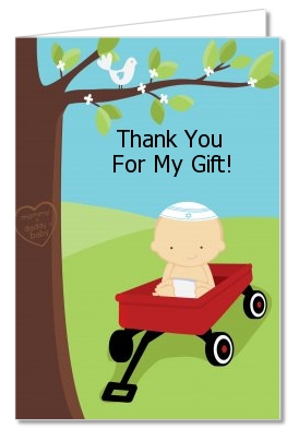  Little Red Wagon - Baby Shower Thank You Cards Caucasian Boy