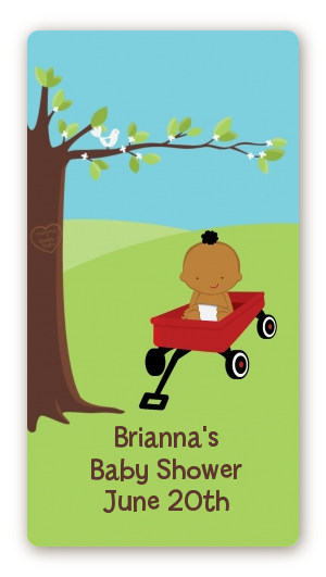  Little Red Wagon - Custom Rectangle Baby Shower Sticker/Labels Caucasian