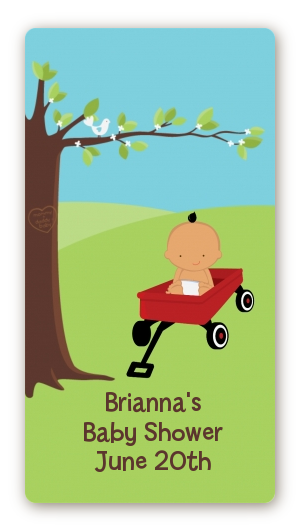  Little Red Wagon - Custom Rectangle Baby Shower Sticker/Labels Caucasian