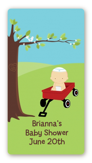  Little Red Wagon - Custom Rectangle Baby Shower Sticker/Labels Caucasian
