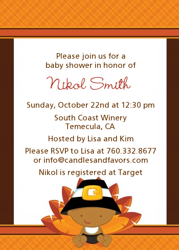  Little Turkey Boy - Baby Shower Invitations 