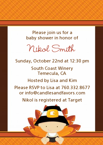  Little Turkey Boy - Baby Shower Invitations 