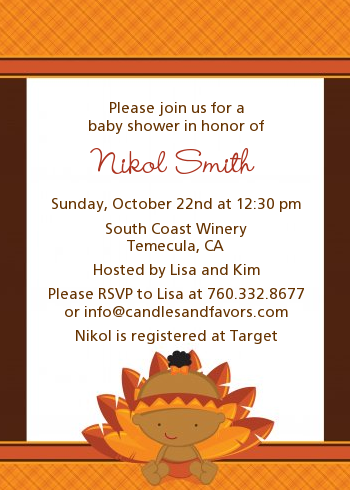  Little Turkey Girl - Baby Shower Invitations 