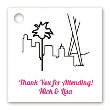 Los Angeles Skyline - Personalized Bridal Shower Card Stock Favor Tags