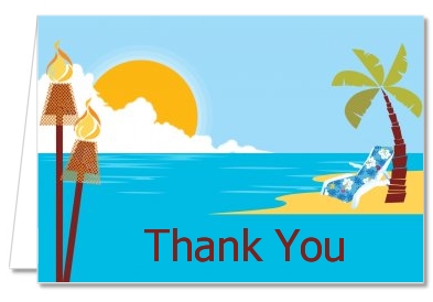Luau - Birthday Party Thank You Cards