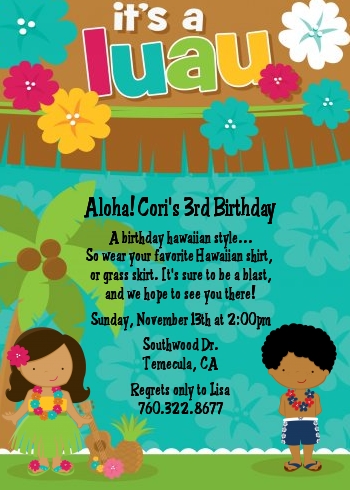  Luau Friends - Birthday Party Invitations 
