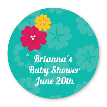  Luau - Round Personalized Baby Shower Sticker Labels 