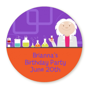  Mad Scientist - Round Personalized Birthday Party Sticker Labels 