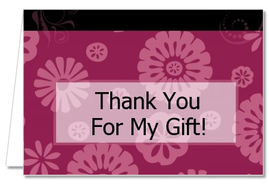 Maroon Floral - Graduation Party Thank You Cards