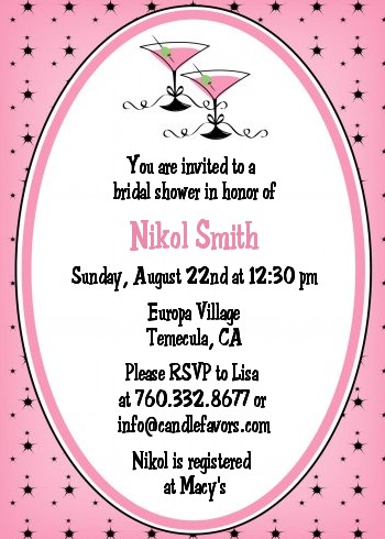 Martini Glasses - Bridal Shower Invitations