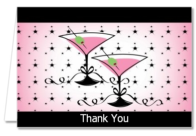 Martini Glasses - Bridal Shower Thank You Cards