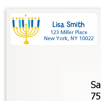 Menorah - Hanukkah Return Address Labels