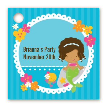 Mermaid African American - Personalized Birthday Party Card Stock Favor Tags