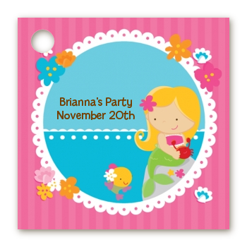 Mermaid Blonde Hair - Personalized Birthday Party Card Stock Favor Tags