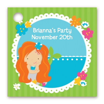 Mermaid Red Hair - Personalized Birthday Party Card Stock Favor Tags