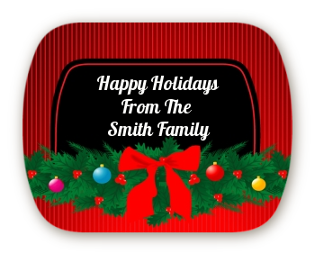 Merry Christmas Wreath - Personalized Christmas Rounded Corner Stickers