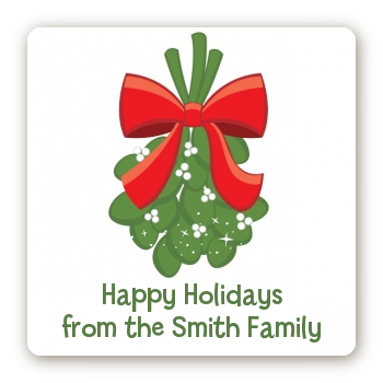 Mistletoe - Square Personalized Christmas Sticker Labels