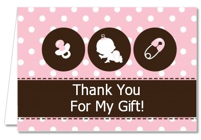 Modern Baby Girl Pink Polka Dots - Baby Shower Thank You Cards