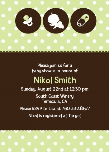 Modern Baby Green Polka Dots - Baby Shower Invitations