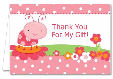 Modern Ladybug Pink - Birthday Party Thank You Cards
