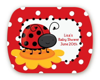 Modern Ladybug Red - Personalized Baby Shower Rounded Corner Stickers
