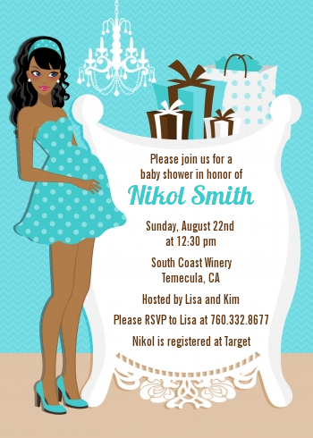  Modern Mommy Crib It's A Boy - Baby Shower Invitations Black Hair