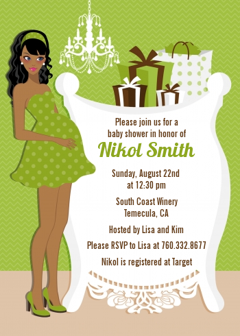  Modern Mommy Crib Neutral - Baby Shower Invitations Brown Hair