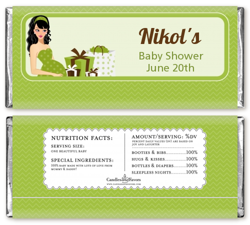  Modern Mommy Crib Neutral - Personalized Baby Shower Candy Bar Wrappers Brown Hair