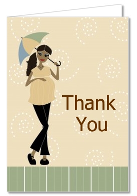 Mod Mom African American - Baby Shower Thank You Cards
