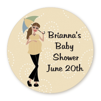  Mod Mom - Round Personalized Baby Shower Sticker Labels 