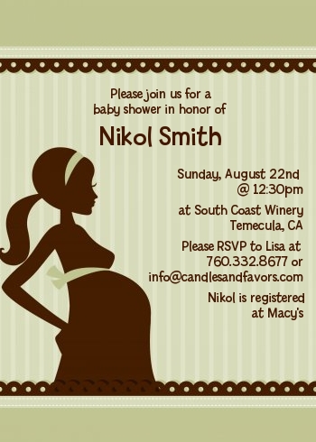  Mommy Silhouette It's a Baby - Baby Shower Invitations Green