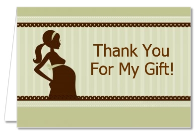 Mommy Silhouette It's a Baby - Baby Shower Thank You Cards Mommy - Green