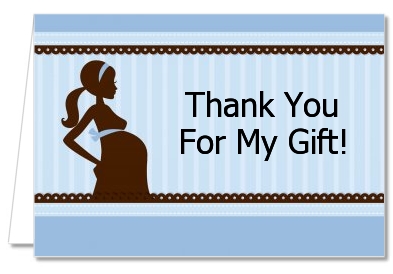 Mommy Silhouette It's a Boy - Baby Shower Thank You Cards
