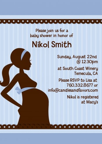  Mommy Silhouette It's a Baby - Baby Shower Invitations Green