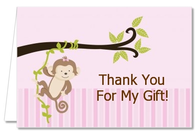 Monkey Girl - Birthday Party Thank You Cards