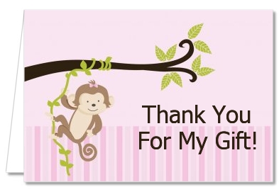 Monkey Girl - Baby Shower Thank You Cards