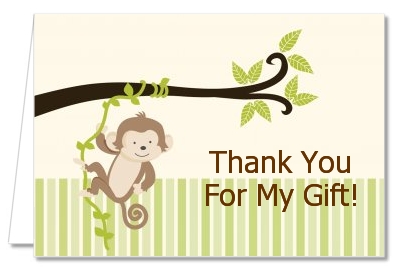 Monkey Neutral - Birthday Party Thank You Cards