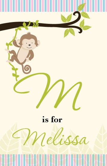 Monkey Neutral - Personalized Baby Shower Nursery Wall Art